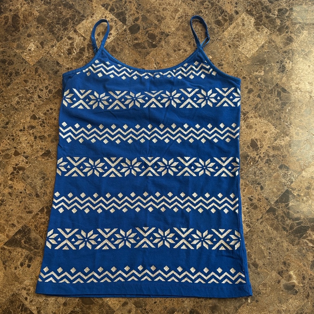 Aeropostale Blue and White Patterned Camisole